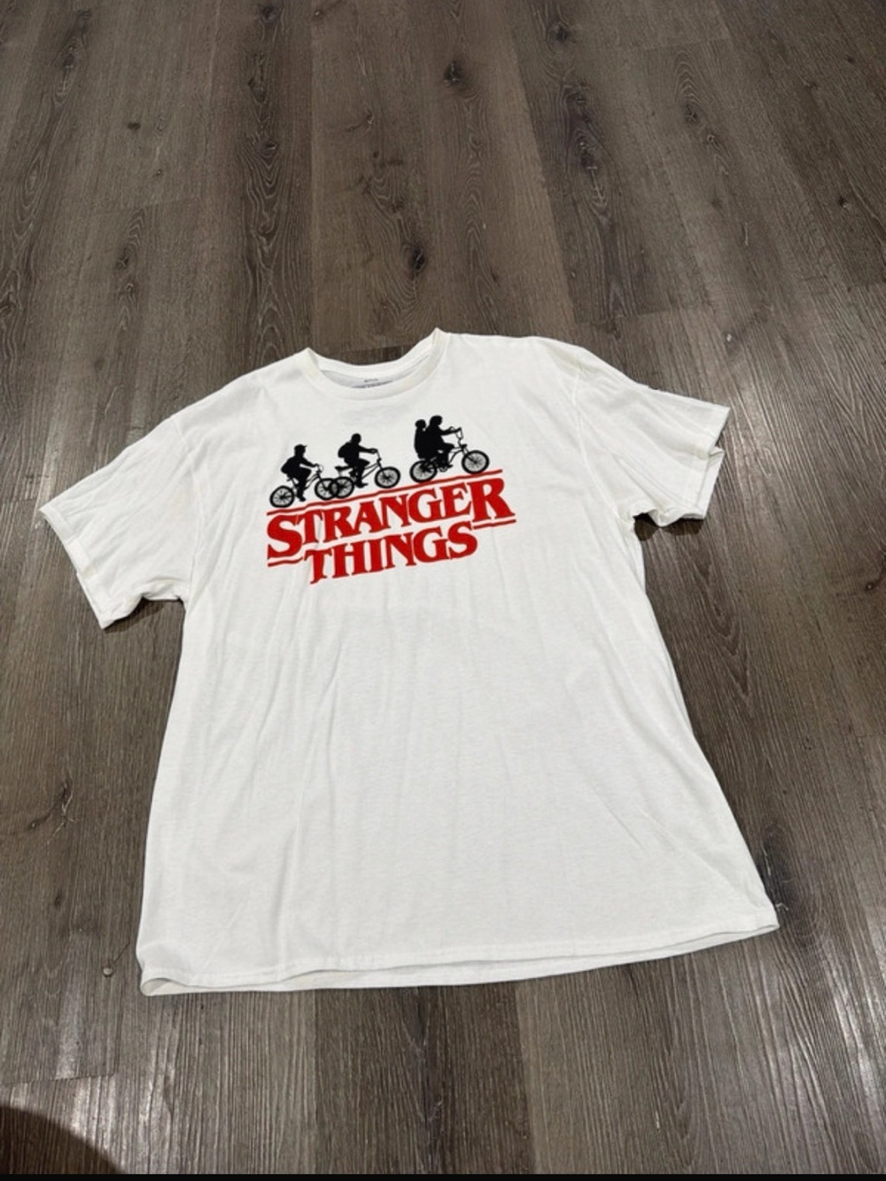 Netflix White Tee with Gray Stranger Things Print